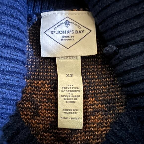 NWT St Johns Bay XS | Navy Turtleneck Sweater Button Side Pinecone Cottagecore - Picture 7 of 8